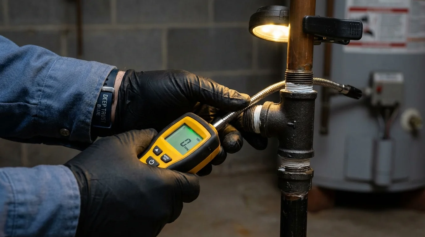 Gas leak detection with electronic sniffer by Johns Plumbing LLC in Buckley