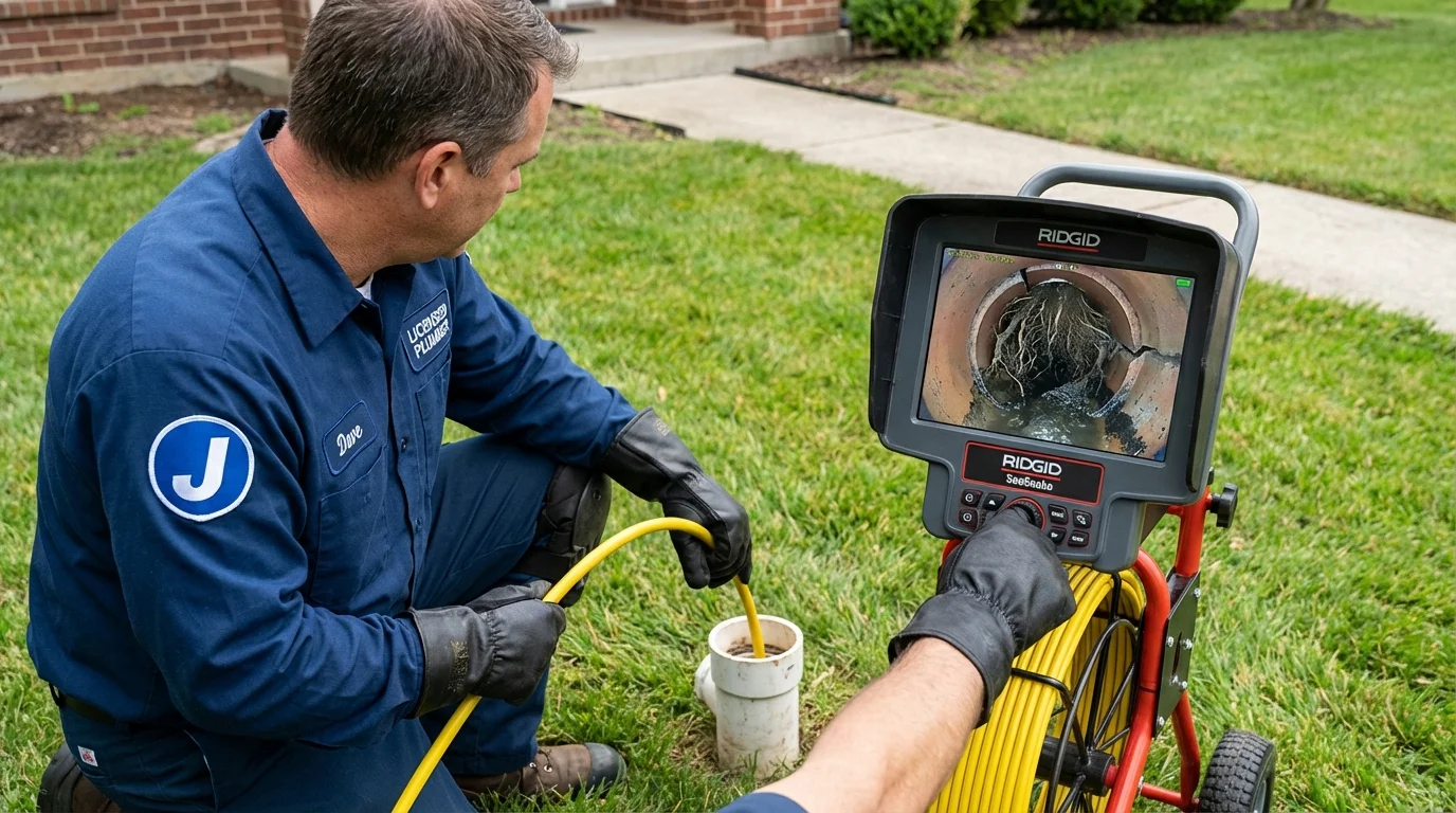 Sewer camera inspection being performed by Johns Plumbing LLC in Buckley